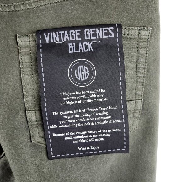 Vintage Genes Black Jeans Mens 30x32 Green Slim Fit Denim NWT - Picture 10 of 12
